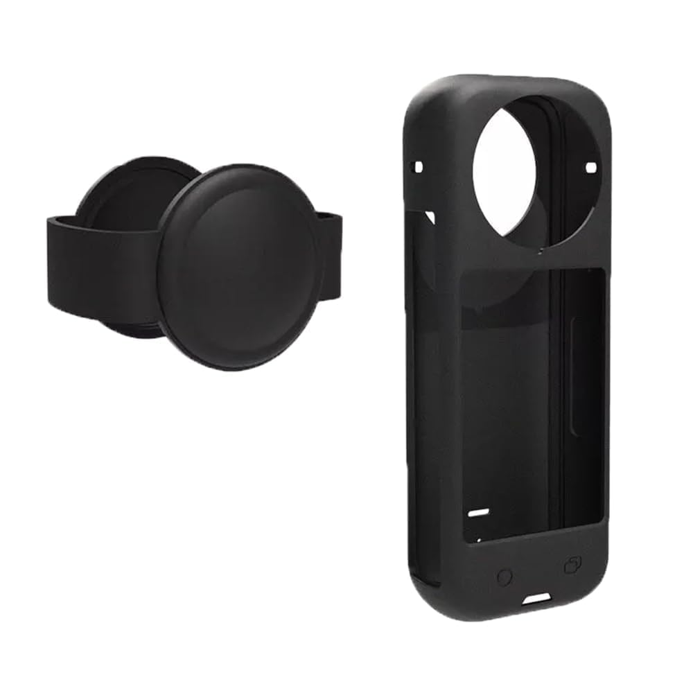 BKN Silicone Protective Cover + Lens Cap & Loop Lanyard Compatible with Insta-360 X4 Action Camera (Black)-image-10