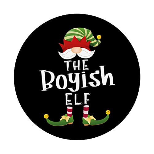 Boyish Elf Group Christmas Funny Pajama Party PopSockets Swappable PopGrip, Black - Image 3
