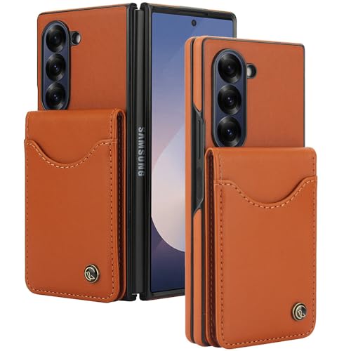 Samsung Galaxy Z Fold 3 étui antichoc housse cuir marron avec fentes RFID