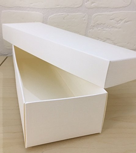 10 Pezzi Scatola Per Bomboniera Fondo E Coperchio 26X8X5 Cm Seta Bianco