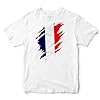 France Torn Kids T Shirt Football French Boy Girl Tee, 12-13 Years, White #2