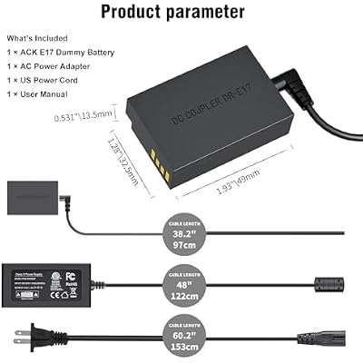 LP E17 Dummy Battery ACK-E17 Power Adapter Kit Replacement for LP-E17 Battery Compatible with Canon EOS M3 M5 M6 M6 Mark II Mirrorless Camera