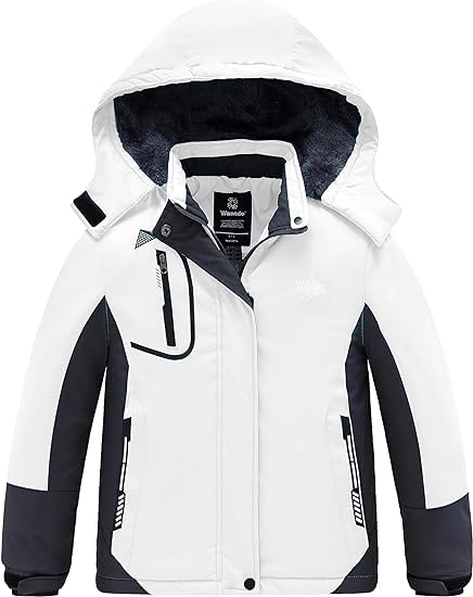 Wantdo Giacca da sci da ragazza impermeabile giacca da neve calda cappotto invernale antivento giacca isolante in pile giacca da snowboard da montagna