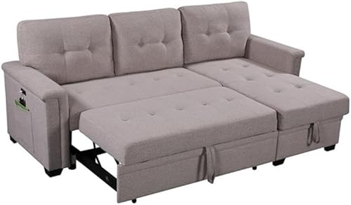 Miniatura 3 de Lilola Home Nathan - Sofá cama modular reversible gris claro con diván de almacenamiento, puertos de carga USB y bolsillo