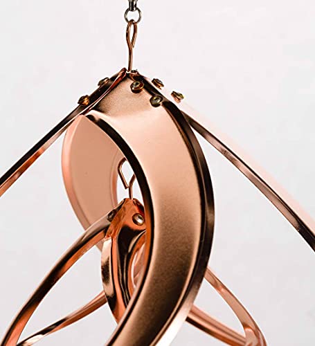 Wind & Weather Copper-Plated Dual Spiral Hanging Metal Wind Spinner, Steel, Ultra-Sensitive, Double Spinner, Kinetic Garden Art, Spinner 10" Dia. x 11" H, Chain 3" H - Thumbnail 5