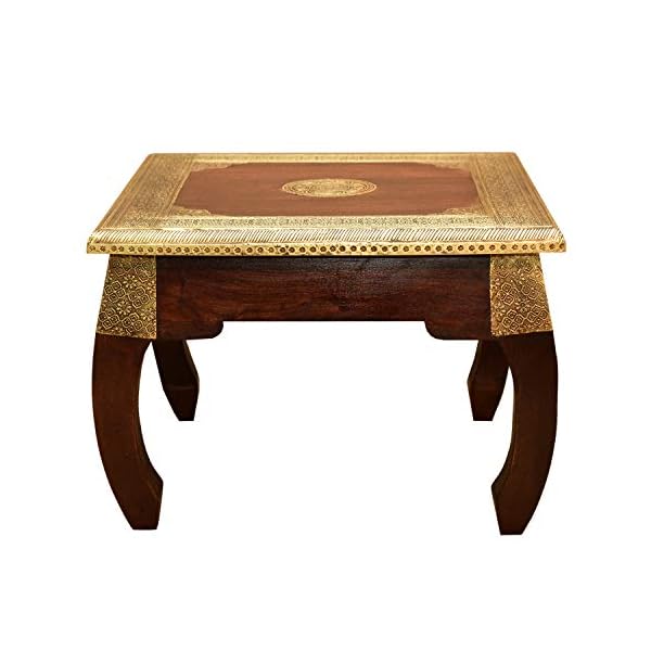 Casa Moro Orientalischer Opiumtisch Messing L 54x54x38 cm (B/T/H) aus Sheesham-Holz mit Messingintarsien | Massivholz… – Bild 3