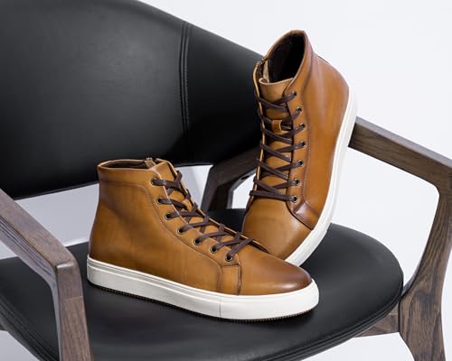 Image of Jousen Men's Casual Shoes High Top Premium Leather Fashion Sneakers Dress Boots for Men