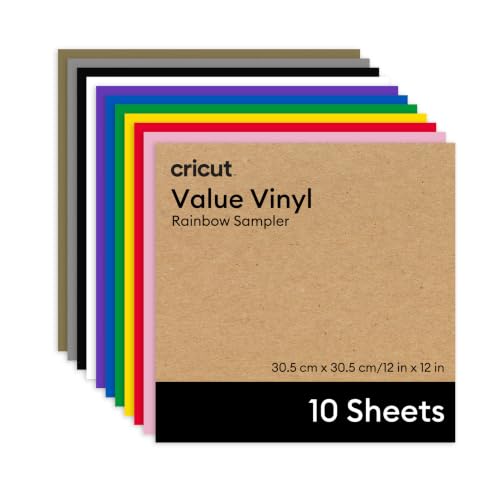 Image of Cricut Value Permanent Vinyl - 10ft Rainbow Sampler (12in x 12in Sheets)