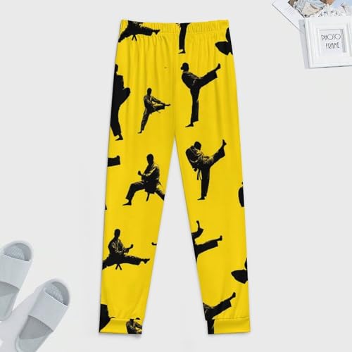 Taekwondo Silhouette Men's Pajama Bottoms Sleep Lounge Soft Comfy Pants Sleepwear4