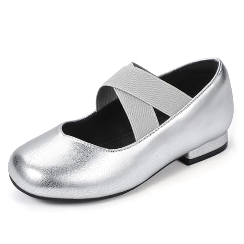 PANDANINJIA �K�[���Y �h���X�V���[�Y �o���G�t���b�g �����[�W�F�[�� �S���N���X�X�g���b�v �����ȑ傫�Ȏq�� ���[�q�[�� �t�����[�K�[���V���[�Y, �V���o�[ �|���E���^��(silver pu), 2 Little Kid