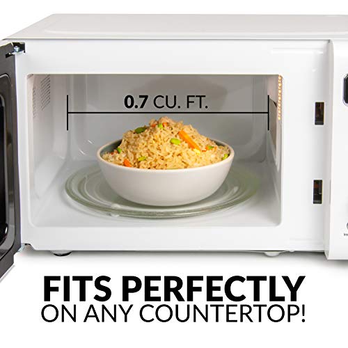 Nostalgia Retro Compact Countertop Microwave Oven 0.7 Cu. Ft. 700-Watts With Led Digital Display, Child Lock, Easy Clean Interior, White #TOP4