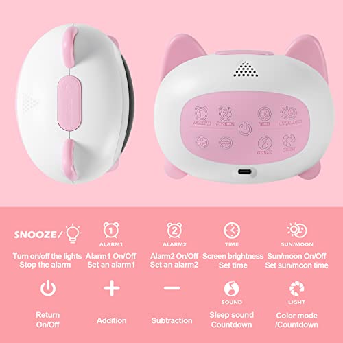 Jokirydo Kids Alarm Clock For Girls Toddler Ok To Wake Clocks For Kids With Sleep Trainer Countdown Night Light Sleep Sound Machine Color Changing Cute Cat Clock For Boys Teens Bedrooms #TOP3