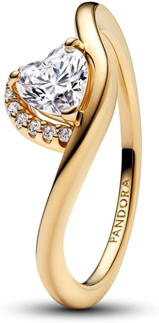 Wavy Heart Ring-Gold plated-size 52-With Gift Box