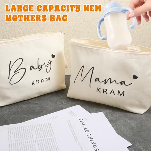 Bewudy 2 Stück Kosmetiktasche Bag Mama Baby, Geschenke für Werdende Mütter Mom Bag mit Reißverschluss Mutter Beutel Babyparty Geschenke Mama Geschen für Schwangere