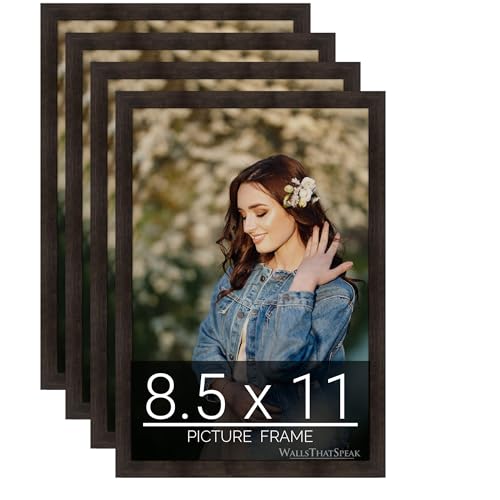 WallsThatSpeak 8.5x11 Set of 4 Brown Picture Frames, Wall Decor for Art