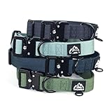 Tacwild Dog Collar for Large Dogs - Adjustable, Chew Proof Nylon Collar with Metal Quick Release Buckle and D-Ring for Dog Tags (Dark Green, L)
