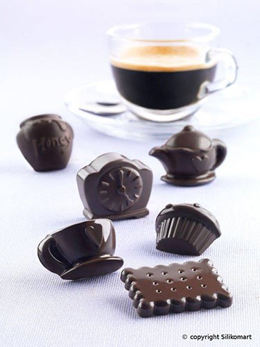 silikomart | SCG17 Silikonform für Pralinen TEATIME, Antihaft, 12 Pralinen, Teestube Thema, 1er Pack Form für Süßigkeiten, Easy Choc, 43… – Ansicht 4