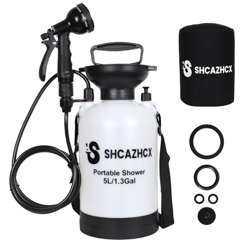 Shcazhcx 1.3G/5L Portable Outdoor Shower, 10 Spray Modes