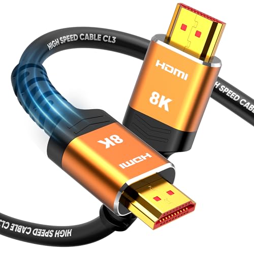 Highwings HDMI Cables 15FT Long, 8K Ultra High Speed HDMI 2.1 Cable [in-Wall CL3 Rated, 48Gbps] 8K@60 4K@120Hz/144Hz, HDMI Cord eARC HDCP 2.2 & 2.3, Compatible for XbX/S/HDTV/GPUs 30 & 40 Series