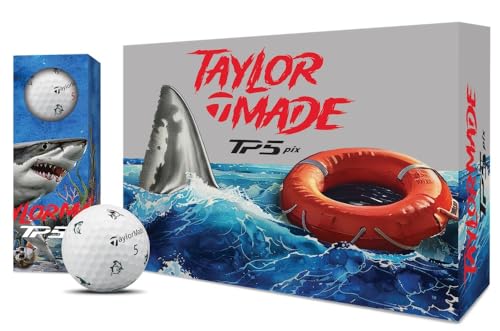 TaylorMade TP5 Pix Hot Shot Golf Balls 1-Dozen Shark