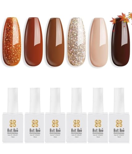 Image of Bolt Bee Gel polish Nail Lacquer | Glossy Gel Finish | Rich Pigmentation | Chip Free | Quick Drying Formula | Long Lasting Nail Polish for Women 15ml set