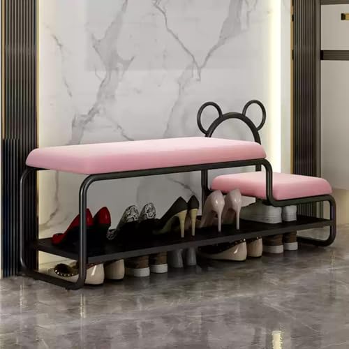 Banc à chaussures d'entrée avec coussin éponge et cadre fer