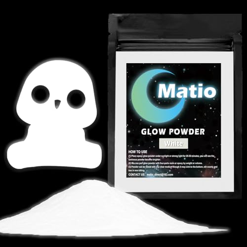 Matio Glow in The Dark Pigment Powder, 15g/0.5oz White Epoxy Resin Luminous Pigments Long Lasting Craft Colorant Dye for Slime, Nails Art, Acrylic Paint, DIY Fine Art, Halloween Christmas Decoration