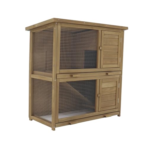 Kaninchenstall, 2 Etagen, 91,5X 91.8X 40,3 cm, Holz mit Gitter Kaninchenstall, 2 Etagen, 91,5X 91.8X 40,3 cm, Holz mit Gitter