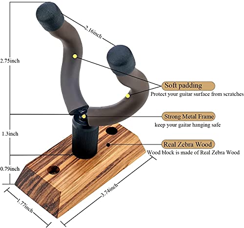 Lot de 3 crochets muraux en noyer noir pour guitare acoustique, électrique, basse (crochet en bois zèbre) - Les Beatles, Paul McCartney, John Lennon, RIngo Starr, George Harrison Lot de 3 crochets muraux en noyer noir pour guitare acoustique, électrique, basse (crochet en bois zèbre) – Image 5
