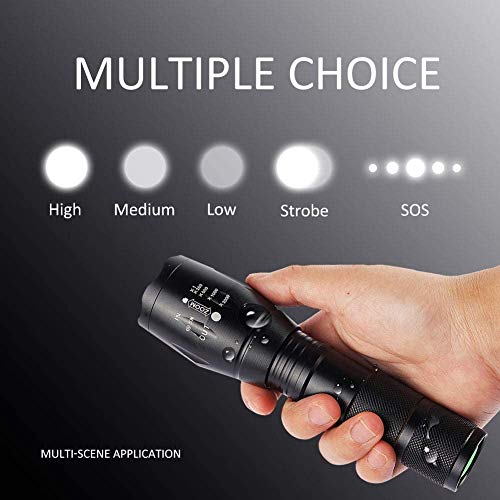 BEACON Handheld Flashlight, Flashlights, LED Flashlight with High Lumens, Zoomable, 5 Modes, Water Resistant for Camping, Outdoor, Emergency, Everyday Flashlights(2 PACK)