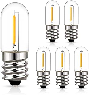 Century Light SES E14 1W Led Light Bulb Equivalent 10 Watt Incandescent Small Screw Fridge Bulb, Edison Filament Ultra Warm White 2200K Night Light for Candle Cooker Hood Lamp, Non Dimmable, Pack of 6