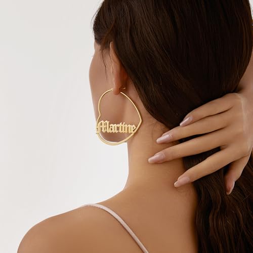 Personalized Bamboo Earrings for Women Custom Name Earrings, Hip Hop Unique Memorial Jewelry Christmas Gifts for Women (Earring B) — view 2
