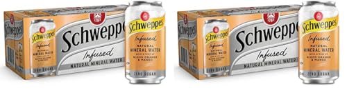 Schweppes Infused Sparkling Water Cans Blood Orange Mango - 10 x 375ml (Pack of 2)