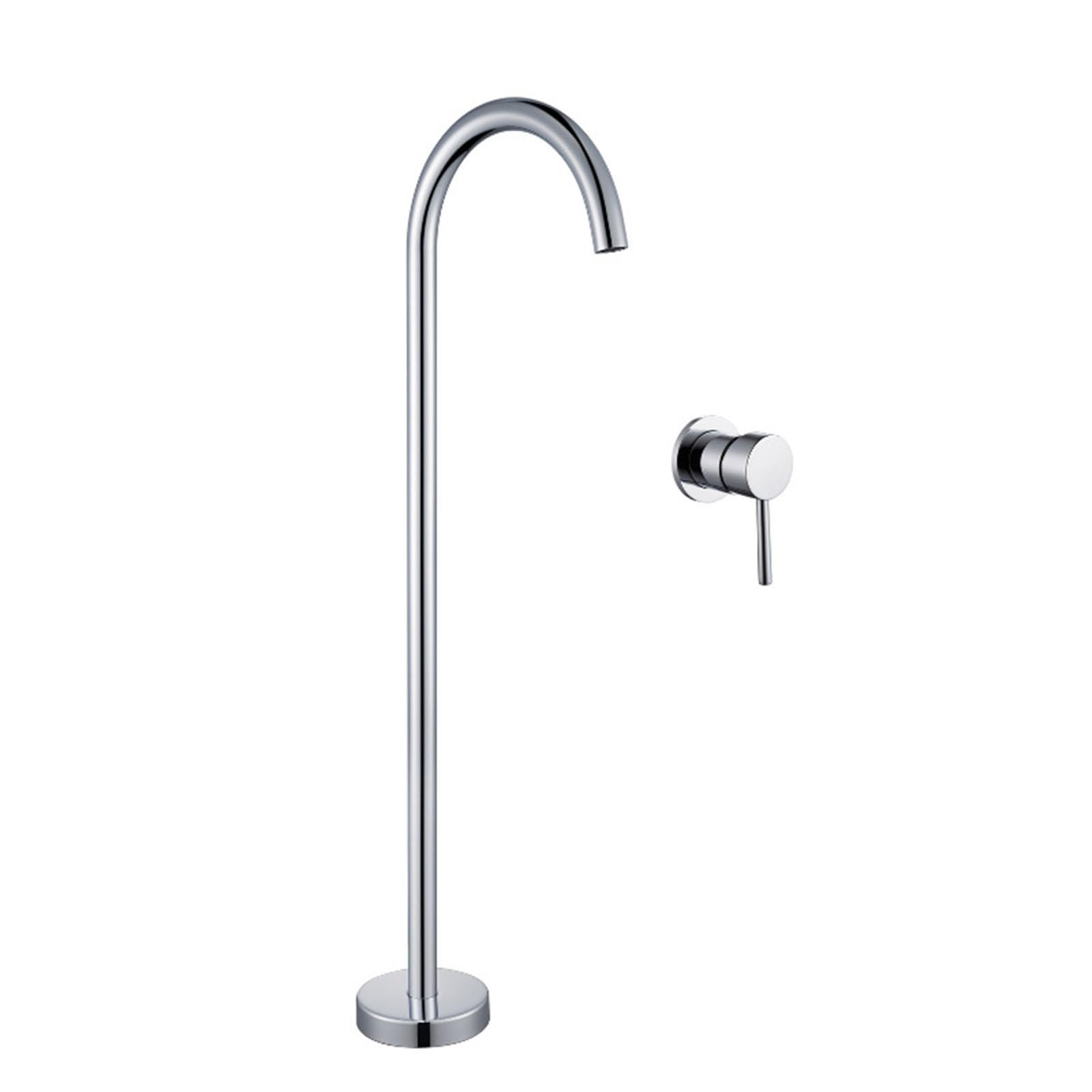 CMBSSTFC Rubinetti da Bagno a Scomparsa Rubinetto Miscelatore per Vasca da Bagno freestanding a Collo di Cigno con Montaggio a Pavimento Cromato in Ottone, Cromato