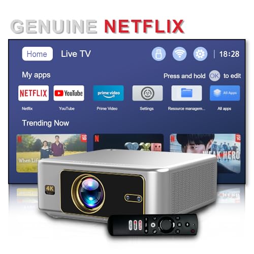 Image of (4K HDR10 /HLG, Net -Flix Certified, 2500 ANSI & HDMI ARC) TOPTRO Quadra Projector 4K Ultra HD True Support, 30000L, 1080p Native, Dual HDMI, Fully Automatic, Dual WiFi, YouTube Hotstar Prime, Linux OS