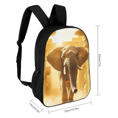 Ancient Egypt Elephant 17 Inch Backpack Classic Travel Daypack with Adjustable Shoulder Straps for Men Women2
