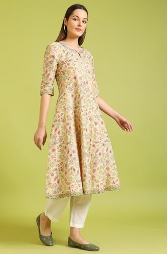 Image of W for Woman Women's Cotton Floral Regular Kurtas
