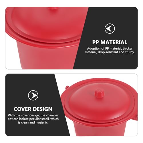 Beatifufu Pot de Chambre Adulte Rouge Léger et Stable en Pp Couvercle Pratique, pour Usage et Quotidien – vue 8