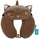 BESTYASH Almohada Cervical de Memoria Suave para Viaje Soporte Ergonómico Forma para Cuello Portátil para Avión Coche y Oficina Diseño Lindo Animal Protección Cervical