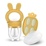 JEXFUN Fruchtsauger Baby aus BPA-freiem Silikon mit Kühlfunktion,Beikost & schmerzlindernde Babypflege bei Zahnungsschmerzen