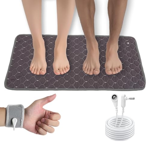 AddBili Conductive Metal Fabric Grounding Mat Set with Grounding Wristband and 15ft Cord for Bed/Desk/Floor/Feet - Machine Washable, Healthy Material to Improve Sleep and Wellness35-72-G