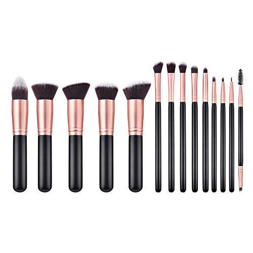 Cosmetics Makeup Brushes Set 14 PCs,Premium Synthetic Foundation Brush Blending Face Powder Blush Concealers Eye Shadows Make Up Brushes Kit (14x, Black)