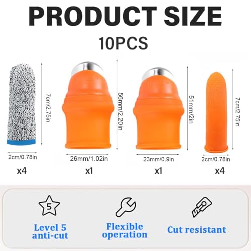 SGERUFZ 10erSet Daumenmesser aus Silikon,Fingermesser Ernte Werkzeug,Messer Separator mit Silikon-Fingerschützer,Gartenarbeit Gadget,Obst Pflanzen Pflücker für Obst Gemüse Trimmen Pflanzen,Zwei Größen