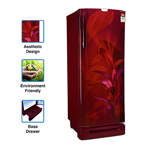 Image of Godrej 210 L 5 Star Inverter, Jumbo Vegetable Tray Direct Cool Single Door Refrigerator Appliance With Base Drawer(RD EDGEPRO 225E 53 TDI MN WN, Marine Wine)