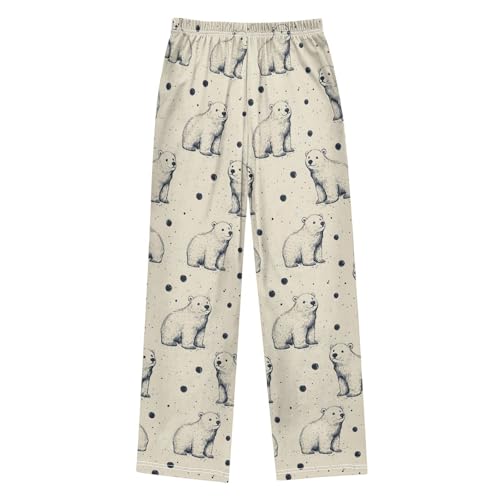 Pajama Pants Polka Dots Polar Bears Long Sleep Pants Lounge Bottoms2