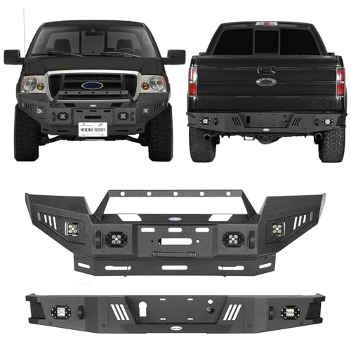 Hooke Road Front and Rear Bumpers for 2006-2008 Ford F-150 (Excl. Flareside) | Off-Road Steel Bumpers with Bull Bar, Winch Plate, LED Lights & D-Ring Mounts