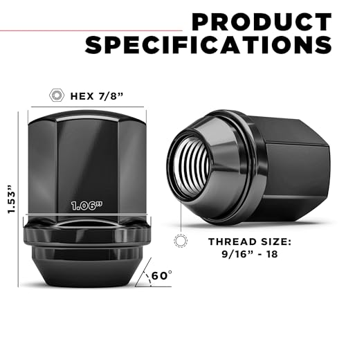 Image of White Knight 9 /16 inch-18 Lug Nuts for Select Dodge and Ram, Factory Style Solid Piece (Black Chrome) Duplex Bulge Acorn -1710DBK-4 (4 Pack)
