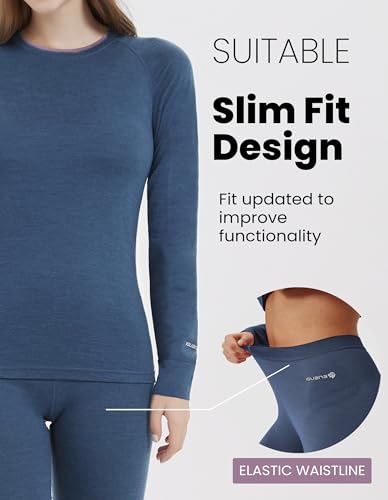Image of Iguana Womens 100% Merino Wool Base Layer Sets for Ski Lightweight Thermal Underwear