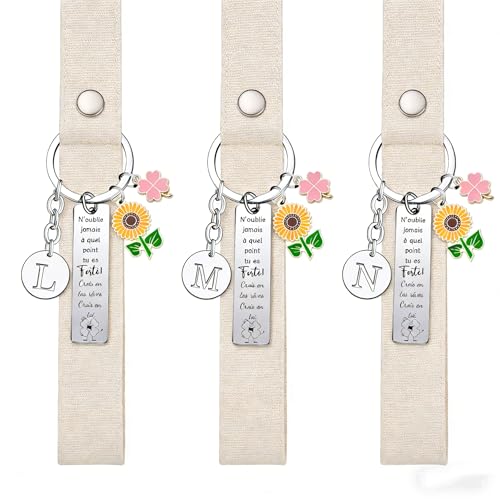 XWXWXW Cadeau Inspirant Motivation Femme Porte-clés avec Initiale A-Z Cadeau Encouragement Femme Cadeaux Collègue Meilleure Amie Amitié Fils Fille Soeur Frere Couple Anniversaire Diplôme et Noël (L) – vue 4