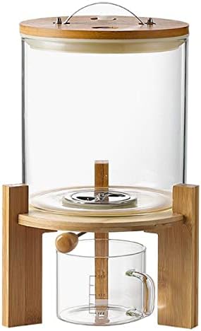L'ÉPICÉA Glass Rice Dispenser with Bamboo Stand, Large Airtight Rice Storage Container, Cereal/Grain/Coffee Bean/Dry Food Dispenser Countertop, Rice Holder, Rice Bin5L/8L